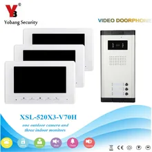 YobangSecurity 7 Inch Color Wired Video Door Phone Intercom with Night Vision and Rainproof Design,DoorBell 1 Camera 3 Monitor