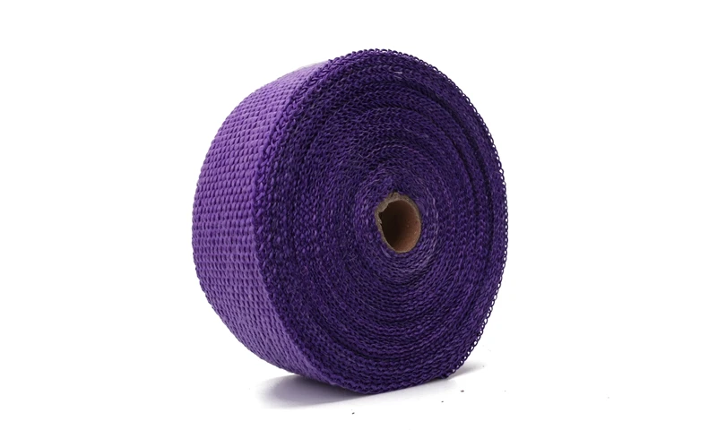 1 Roll 15m x2"x2mm Car Motorcycle Exhaust Heat Pipe Header Wrap Manifold Fiberglass Insulating+ 10 Cable Tie - Цвет: purple
