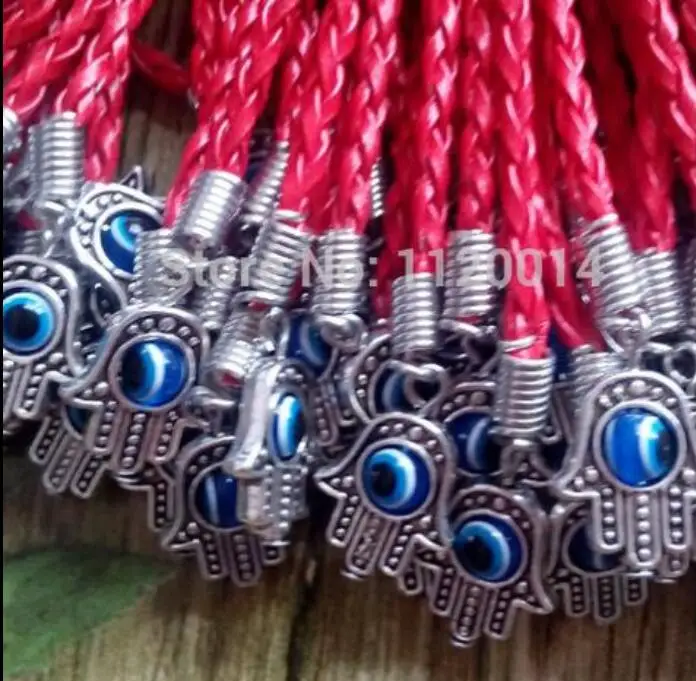 

NEW Lucky Red String Bracelets & Bangles Ancient Silver Hamsa Hand Evil Eye Charms Pendant Women Girl Gift Protection 30PCS