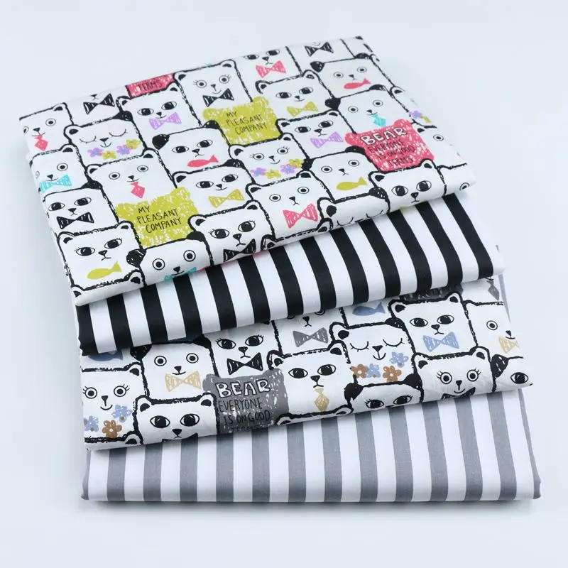 Хлопчатобумажная саржевая ткань с рисунком кота для детской кровати, хлопчатобумажная ткань для детских пижам, одежда, текстильная ткань на метр, материал