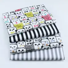 Хлопчатобумажная саржевая ткань с рисунком кота для детской кровати, хлопчатобумажная ткань для детских пижам, одежда, текстильная ткань на метр, материал