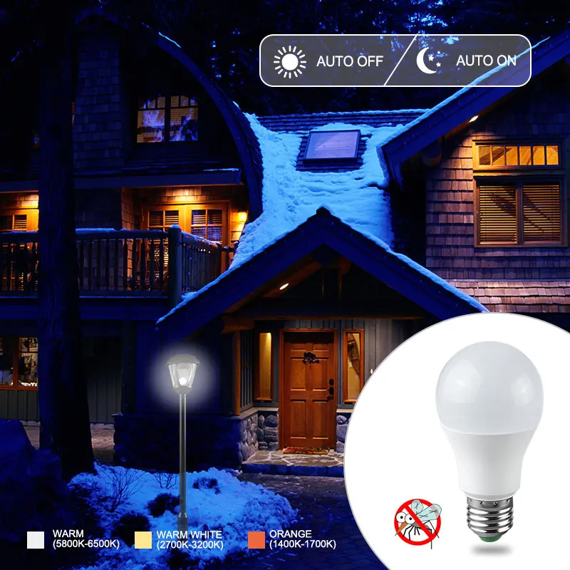 

EeeToo Light Sensor LED Night Lights Lamp E27 Luminaria Dusk To Dawn Bulb Auto On/Off Outdoor Home Decoration Light for Children
