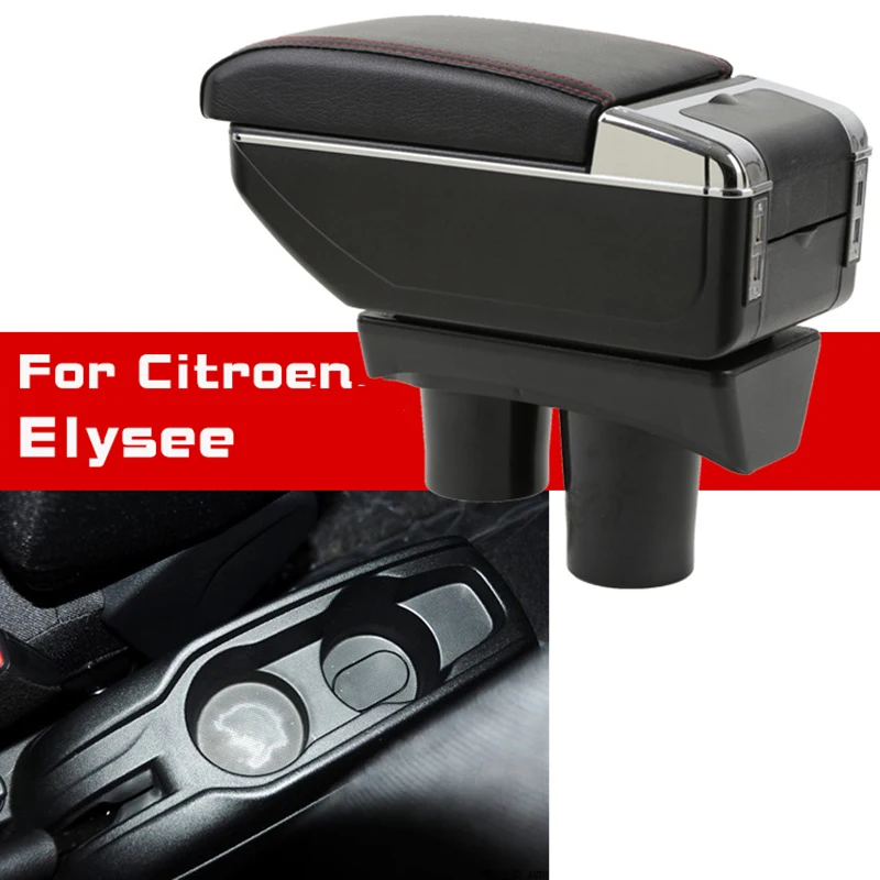 

Leather Car Armrest For CITROEN Elysee Centre Console Storage Box