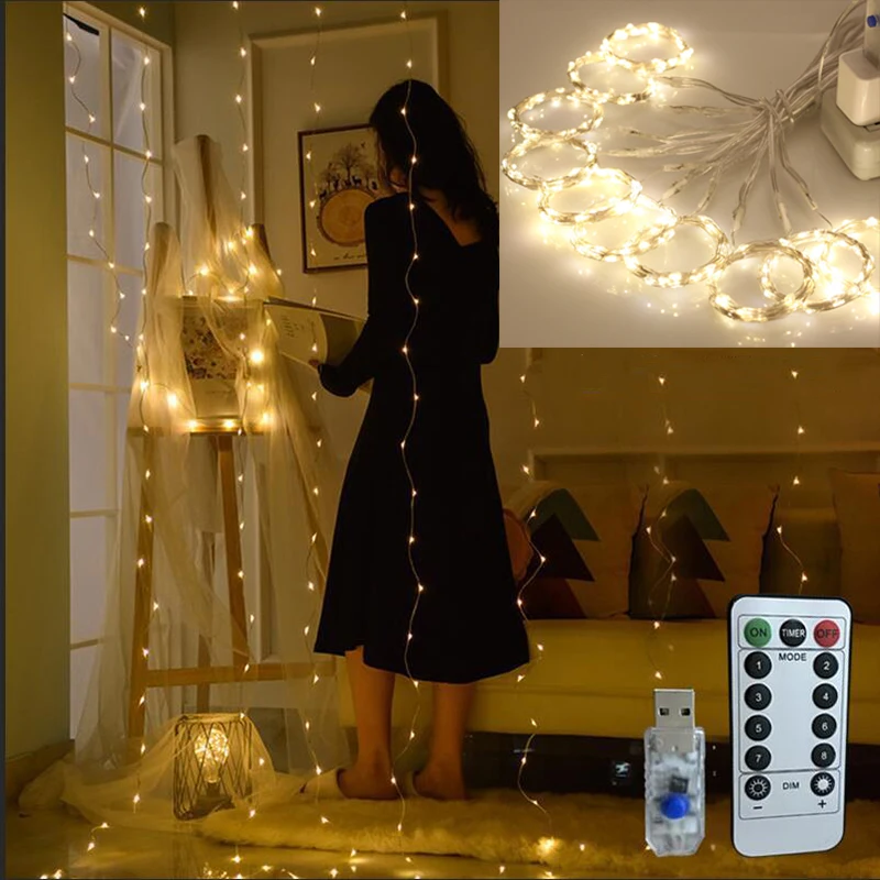 Us 12 06 31 Off 3m 3m Twinkle Star Led Christmas Garland Window Curtain String Light Wedding Party Garden Bedroom Outdoor Indoor Wall Decoration In