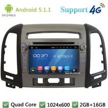 Quad Core 1024*600 Android 5.1.1 Car Multimedia DVD Player Radio Screen 3G/4G WIFI GPS Map For Hyundai SANTA FE 3 Hole 2006-2012