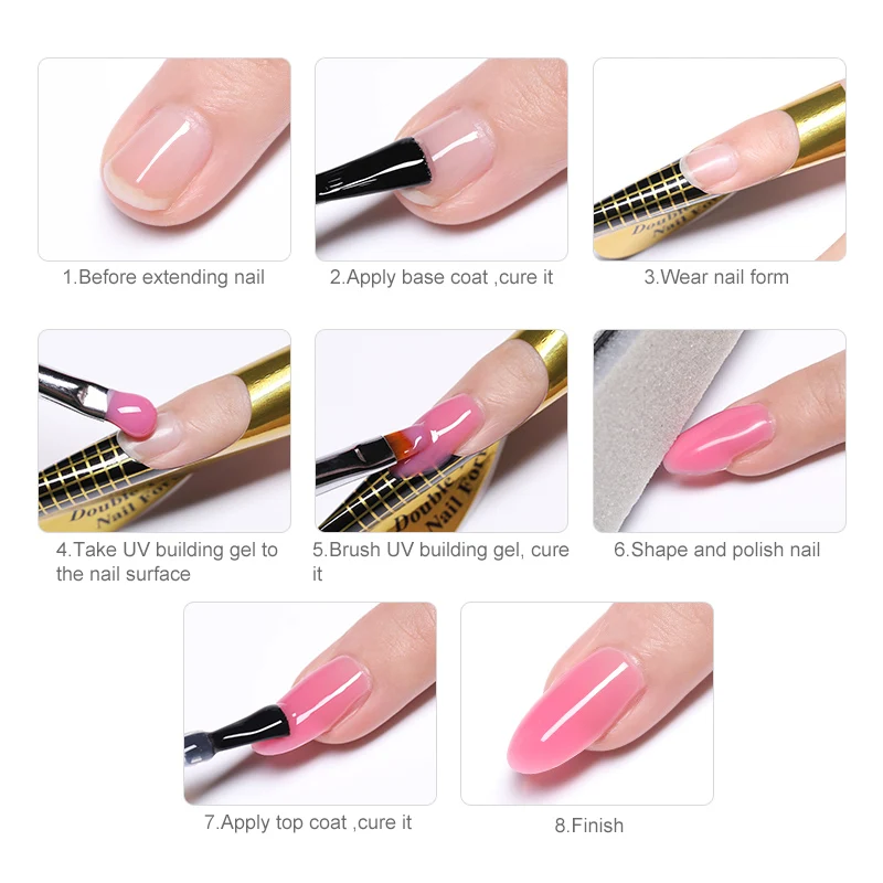 LILYCUTE полигелевый набор для наращивания ногтей Французский прозрачный дизайн ногтей розовый цвет кончик для ногтей форма кристаллическая УФ-Гелевая Кисть Инструменты для дизайна ногтей