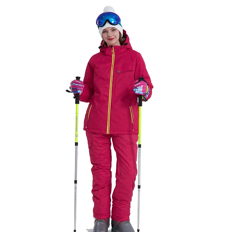 Женский однотонный лыжный костюм, зимний теплый водонепроницаемый лыжный костюм, комплекты, зимние куртки, штаны, сноуборд, лыжный комплект одежды, спортивная одежда