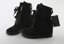 8CM height increasing platform cowboy short boots for women lace up suede genuine leather black ankle booties sneakers wedge 8CM height increasing platform cowboy short boots for women lace up suede genuine leather black ankle booties sneakers wedge