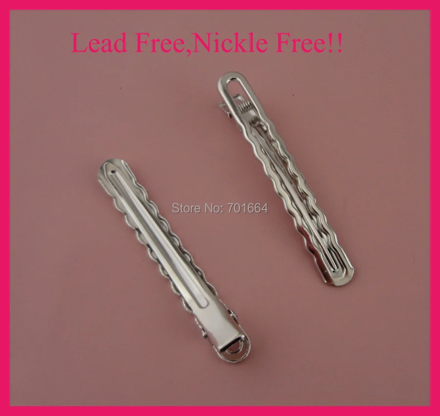 

20PCS Silver Finish 1.2cm*8.3cm 3.5inch Single Prong Frilly Edge empty Rectangle Metal Alligator Clips Lead free and nickle Free