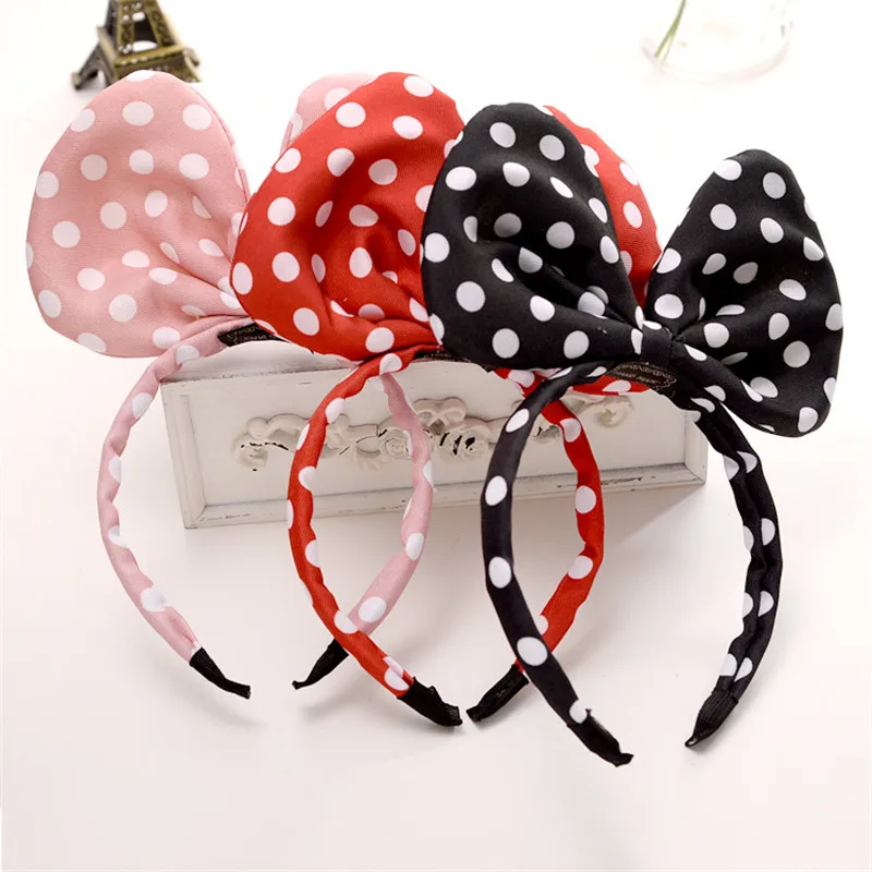 Lovely Girls Bows Knot Minnie Mickey Ears Baby Hair Accessories Headband Kids Boys Happy Birthday Party Christmas Hairbands