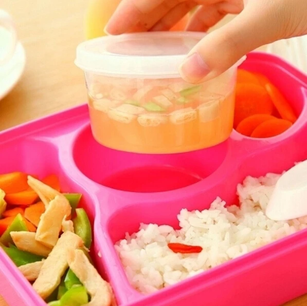 1 шт. Bento Ланч-бокс Полностью герметичная пищевая 4 отсека Bento box суповая миска с пластиковый ковш Pratos микроволновая мука(99