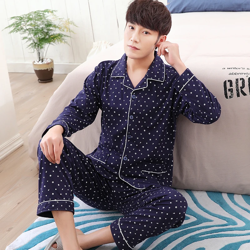 New Arrival Fashion Pajamas Winter Autumn Casual Cotton Male Nightwear