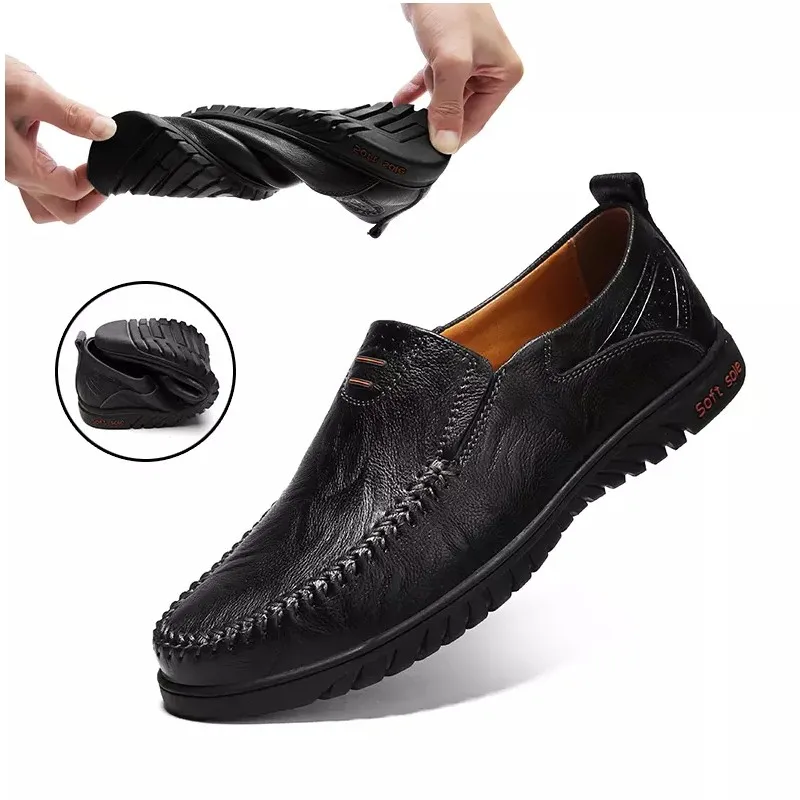 

Men Shoes Casual Slip on Men Loafers Soft Mocassins Men Leather Shoes Driving Flat Shoe for Man Luxury Brand Size 37-47