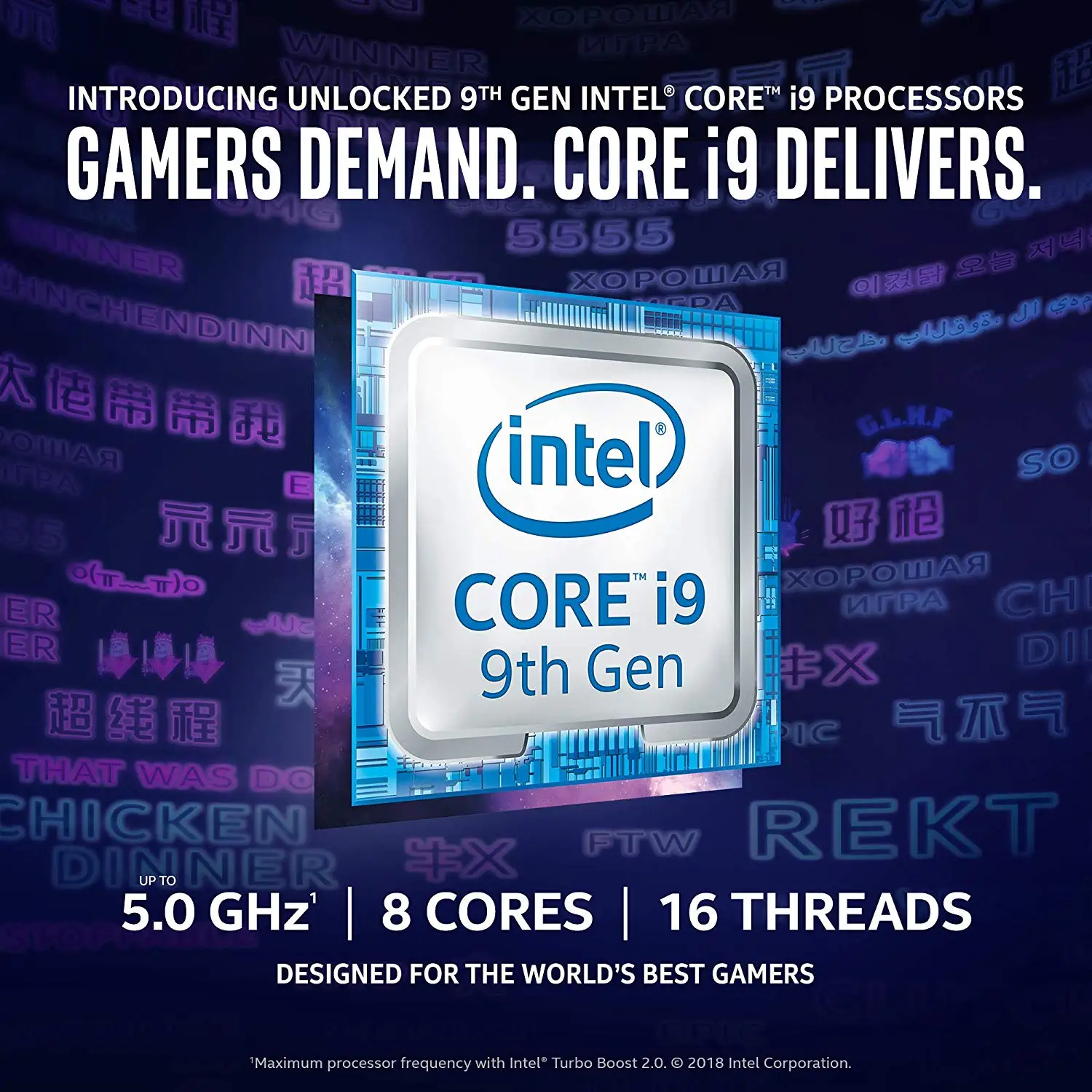 Процессор Intel Core i9-9900K для настольных ПК 8 ядер до 5,0 ГГц Turbo разблокированный LGA1151 300 Series 95 W процессор