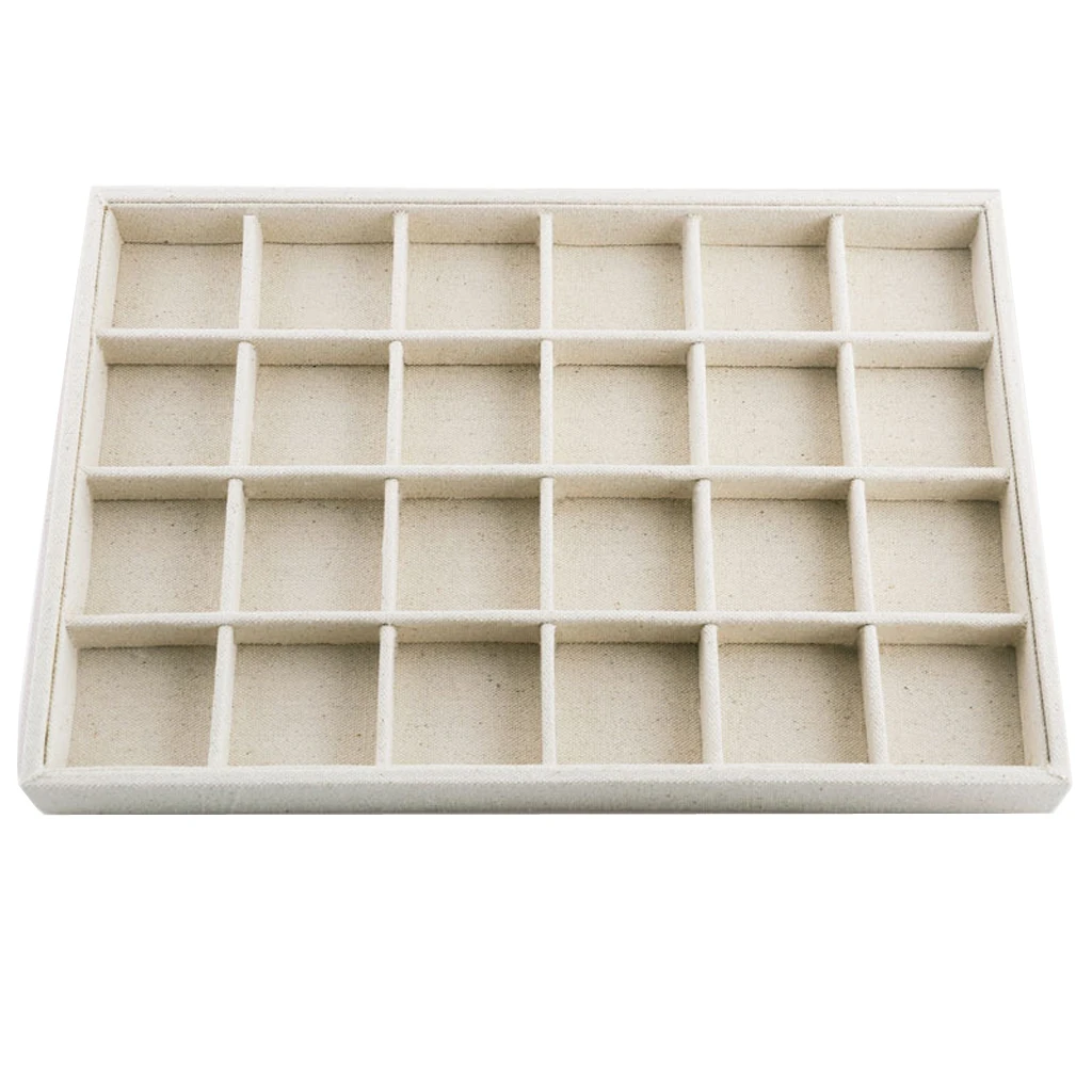 Multifunctional Beige Linen Jewelry Tray Jewelry Display Organizer Holder Case Earring Storage Box for Bracelet Necklace серьги