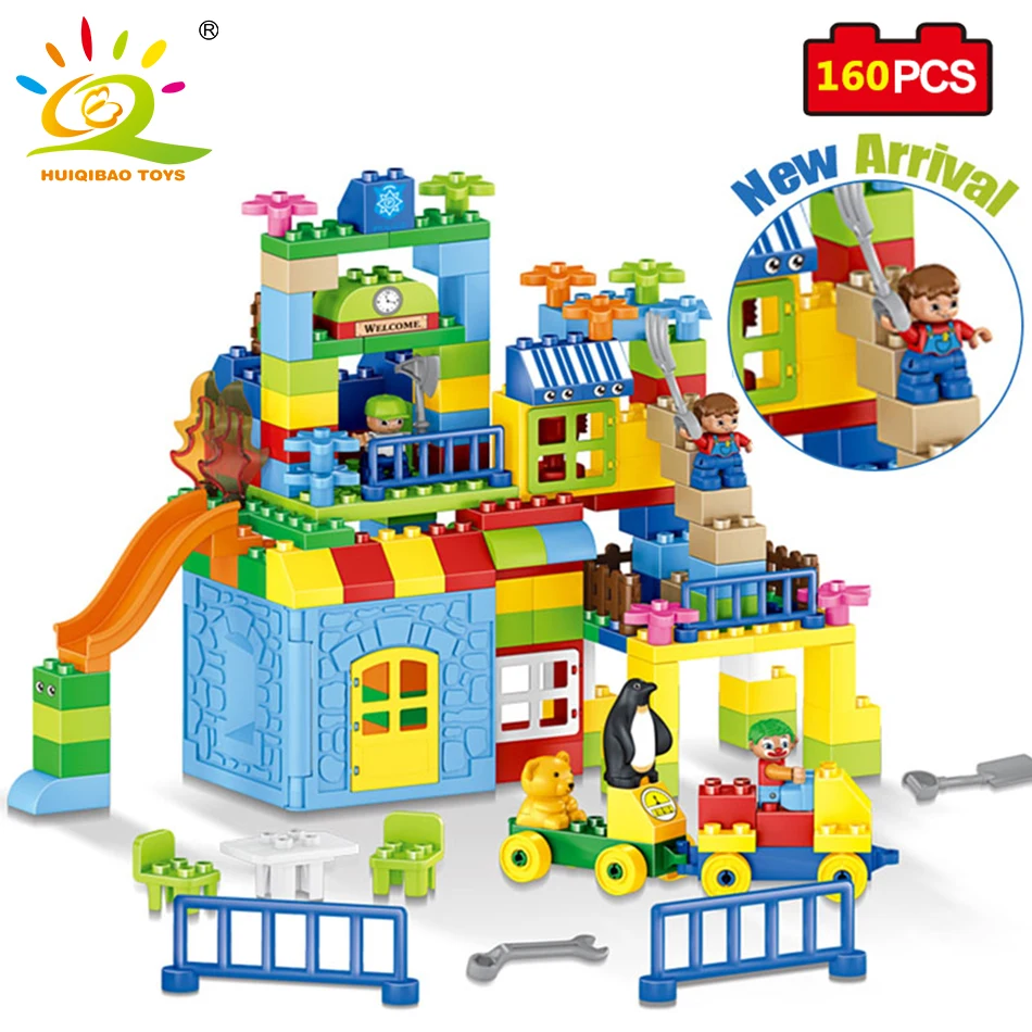 

Big Size Building Blocks 160pcs Paradise Park Model Building Toys Large Size Kids Educational Toy Compatible Legoed Duplo Friend
