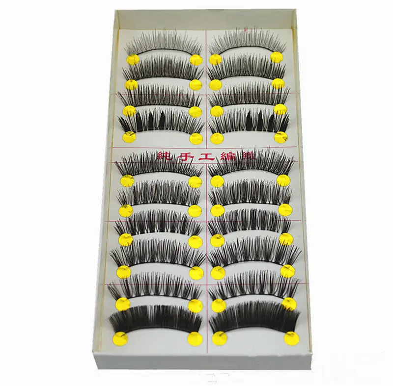

Hot 10 Pairs Makeup Handmade Natural False Eyelashes Long Fake Lashes Wispy new