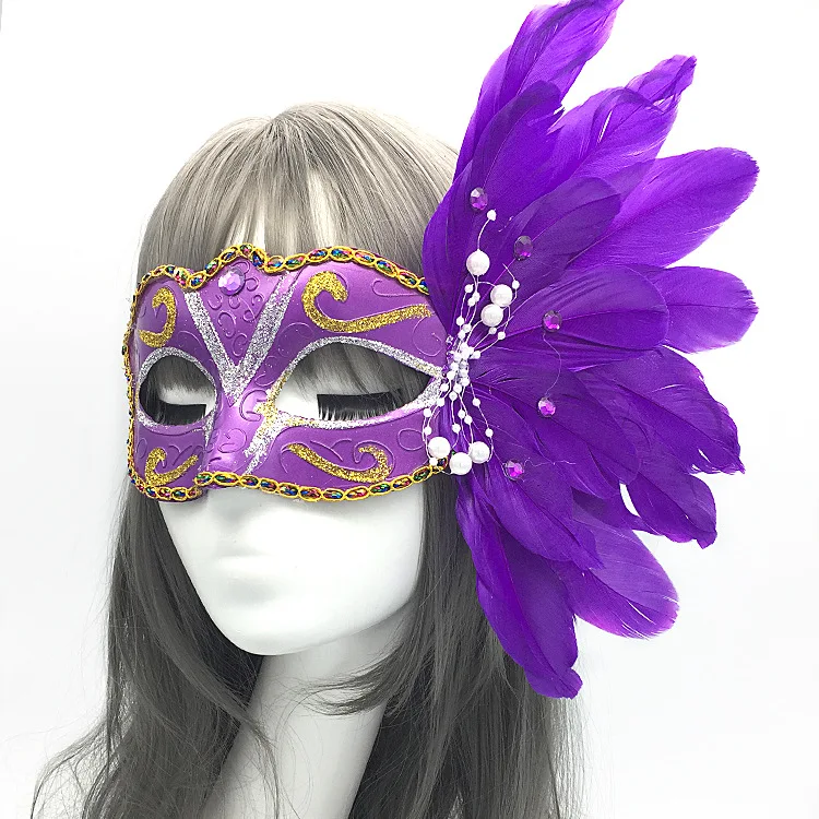 Для женщин девушка Хэллоуин маскарад бальный костюм составляют вечерние принцесса маска 10 шт./лот Ретро половины лица перо цветок