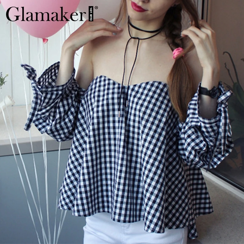 Женская блузка с открытыми плечами Glamaker элегантная облегающая пляжная в полоску