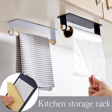 Metal wall hanging Holder wood towel Shelf bathroom Roll paper rag Holder plastic wrap film Storage Racks kitchen accessories creative wall mounted bathroom roll paper towel racks home wall decoration solid wood paper towel racks bathroom accessories