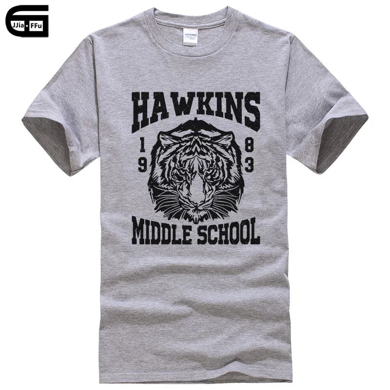 Летние Стильные футболки для мужчин Hawkins Middle School Tiger 1983, футболка с принтом, Повседневная футболка из хлопка T234