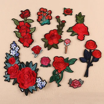 

Rose Rich Peony Flower Set Embroidery Patches for Clothing Iron on Clothes Derss Appliques Badge Stripes Sticker Sewing Handwor