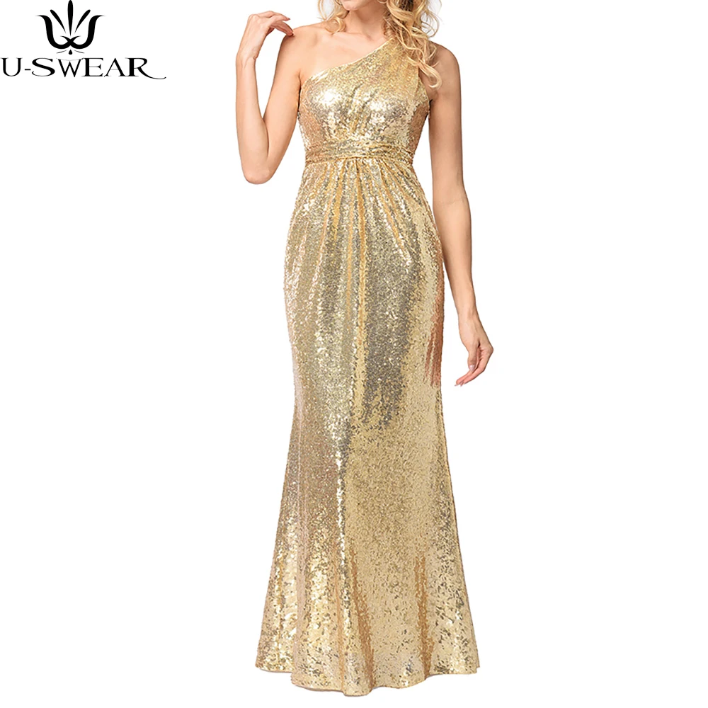 gold dress one shoulder