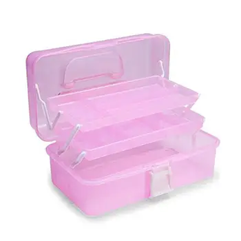 

3 Layers Cosmetic Storage Organizer Jewelry Earring Components Case Box Random Color