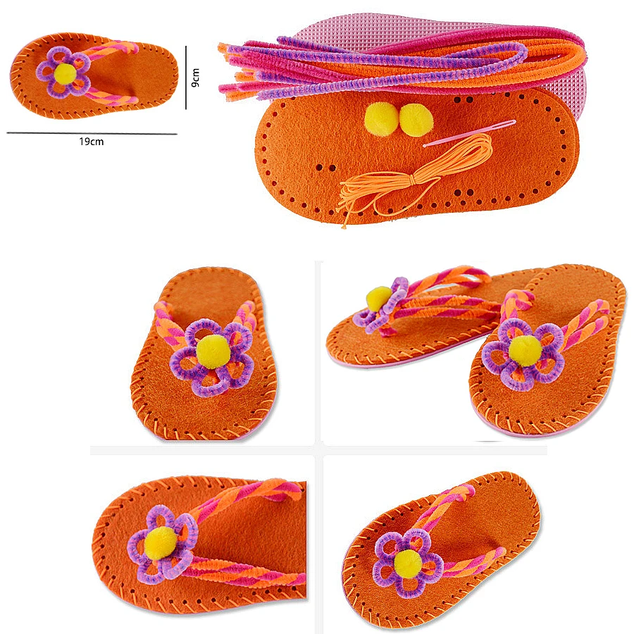 DIY тапочки швейный набор шлепанцы обучения войлока Материал Дошкольное обучение детей Книги по искусству и ремесла монтессори игрушка