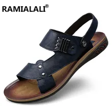 Мужские сандалии из натуральной кожи новые летние мужские сандалии больших размеров мужские пляжные сандалии модные мужские тапочки большие размеры 37-47
