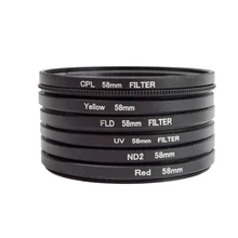PHTICAL 58mm Filter Kits for GoPro HERO 5 Session Hero 4 Session CPL FLD UV ND2 Red/ Yellow Filter+Lens Ring Adapter + Lens Cap