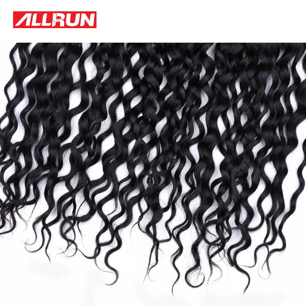 Allrun бразильский волна воды Связки с закрытием 2/3 Связки с кружевом фронтальные натуральные волосы Weave non Remy натуральный волос расширения