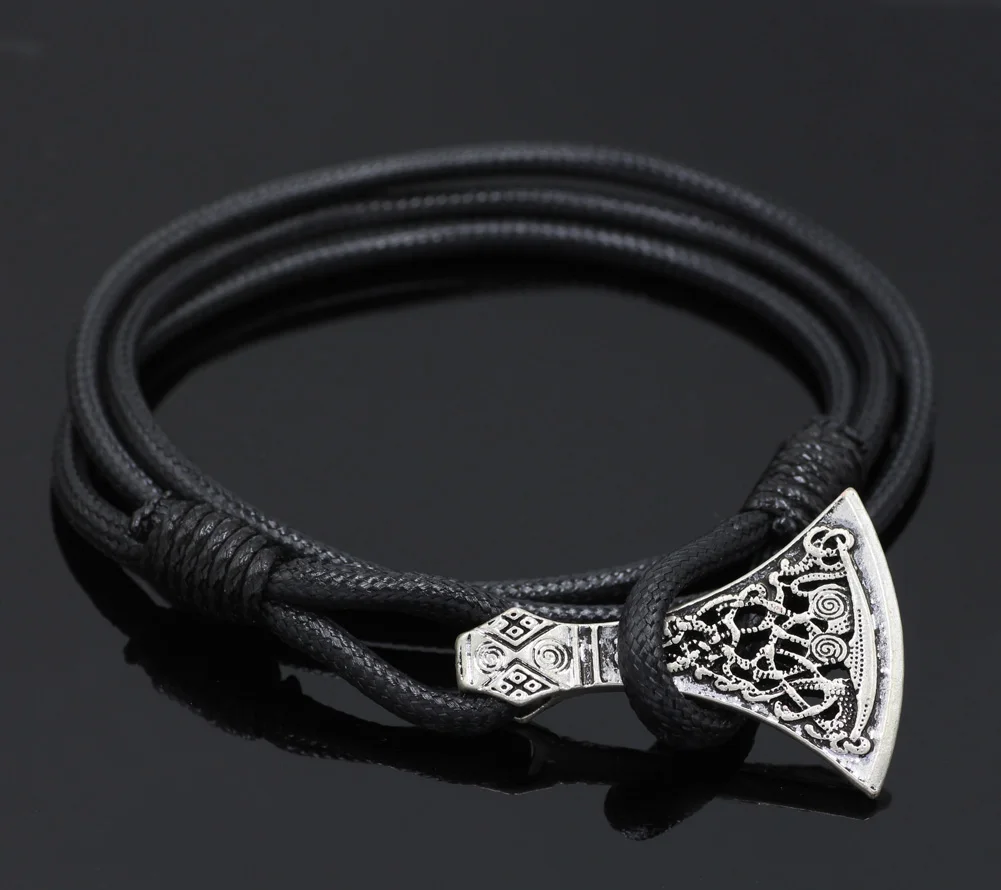 Youe shone мужской кожаный амулет Pantgram Скандинавская Руна Viking Axe Norse ювелирный браслет