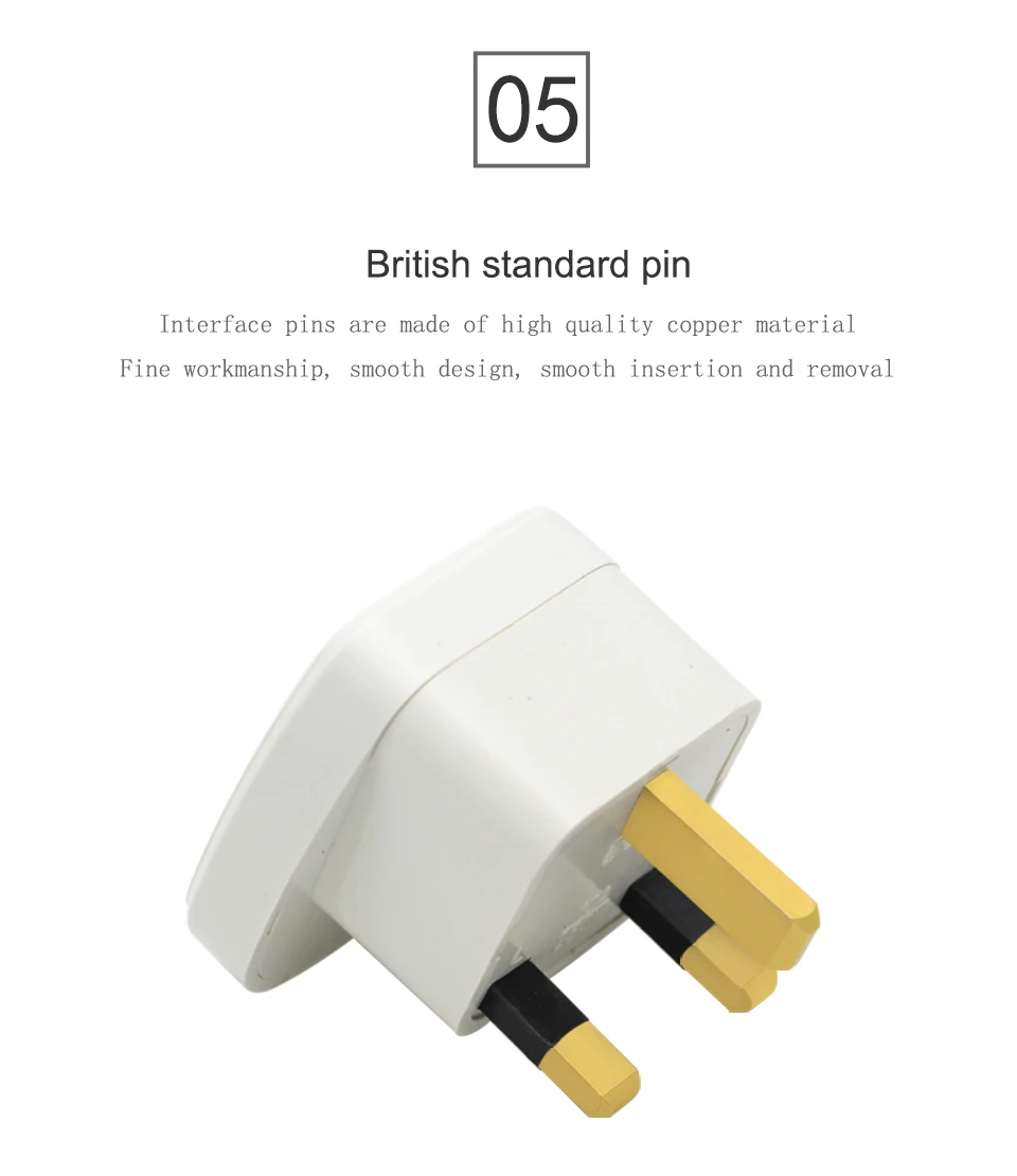 1PC Universal EU US AU to UK Plugs Adaptor Multifunction Travel Wall AC Power Socket Plug Charger Adapter Converter 3 Socket Pin (9)