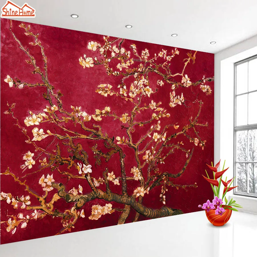 Téléchargement gratuit Images Shinehome Rouge Van Gogh Fleur D Amande Peinture Rouleaux De dernière salutations