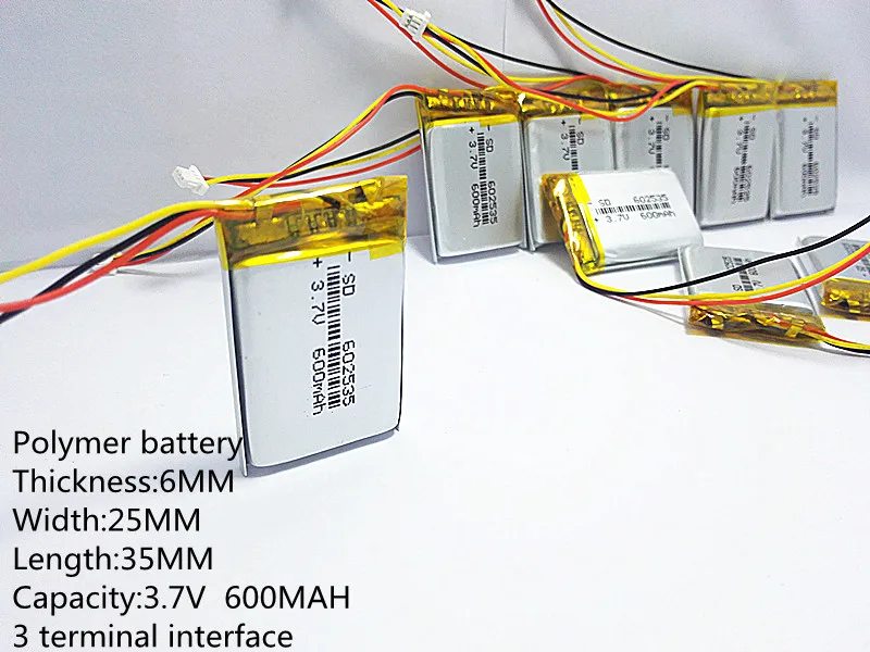 Поставка литиевой батареи, литий-полимерный аккумулятор 602535 602535+ 600 mah+ 3,7 V SD