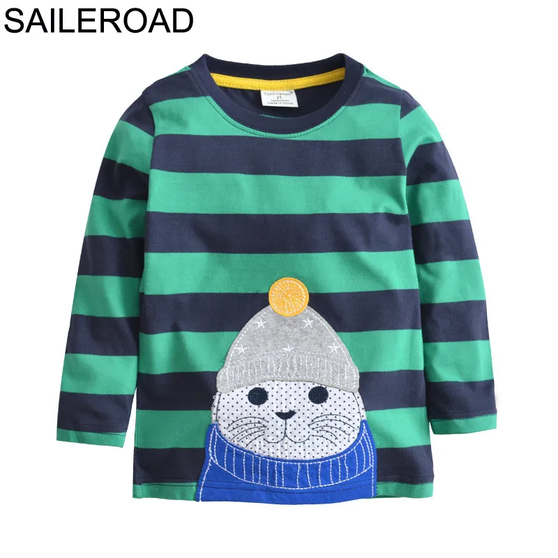 SAILEROAD/2-7Yeas С Рисунком Слона детская одежда с длинными рукавами Костюмы Новинка весны Топы для девочек Футболка хлопковая детская одежда