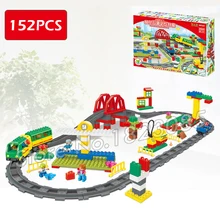 152pcs ville Deluxe Train Set High-speed Rail Model Big Size Building Minifigure Bricks Toys Compatible With Lego Duplo