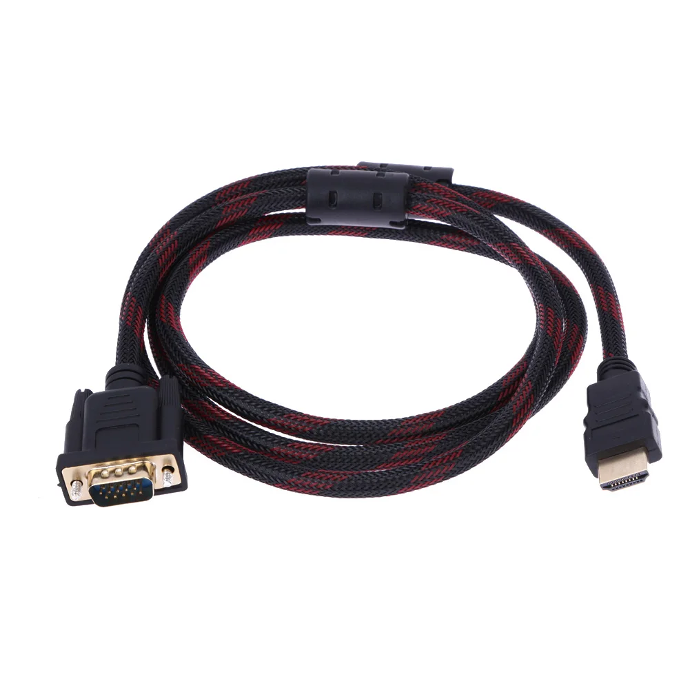 1,5 м HDMI папа-папа 15 Pin VGA кабель HDMI в VGA разъем адаптер конвертер нейлоновый плетеный кабель для компьютера HDTV