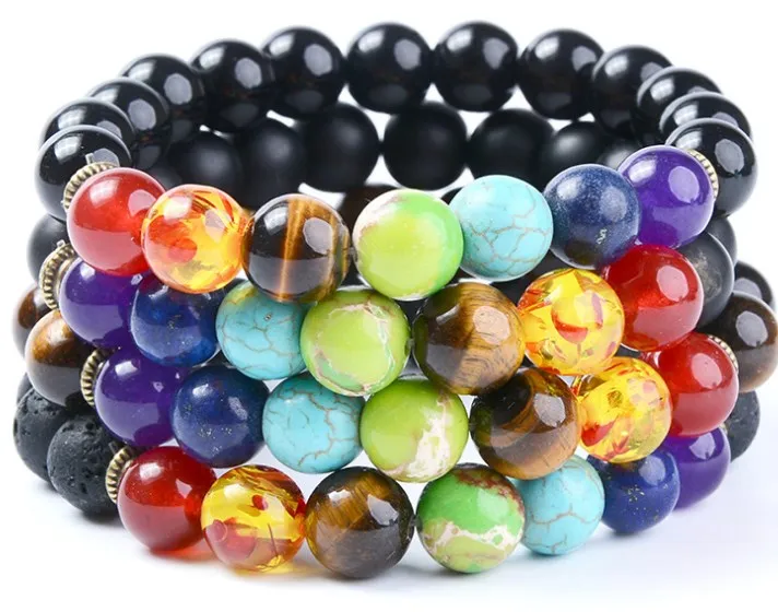 

8mm uh454 black stone volcanic lava Bracelet elastic yellow Tigereye Frosted agate Onyx Buddha Buddha Yoga Charm nature