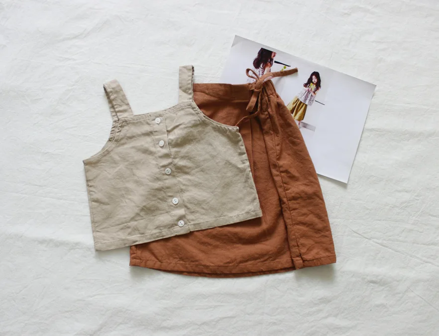 Малышей юбки для девочек в Корейском стиле для девочек модная летняя одежда для девочек одежда с поясом