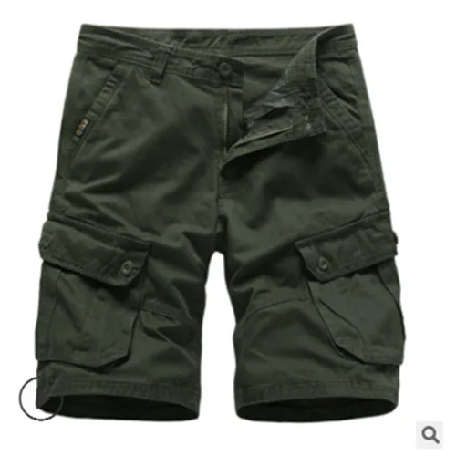 Летние модные новые мужские повседневные рабочие шорты с принтом/мужские прямые потертые хлопковые шорты с большим количеством карманов - Цвет: 2813 Army Green
