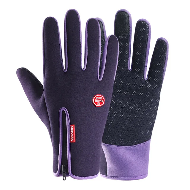 Мотоциклетные Перчатки Guantes Moto из искусственной кожи Сенсорный экран перчатки с подогревом зимой Водонепроницаемый теплые сапоги для верховой езды с флисовой подкладкой Luva Motocicleta - Цвет: DB24 Purple