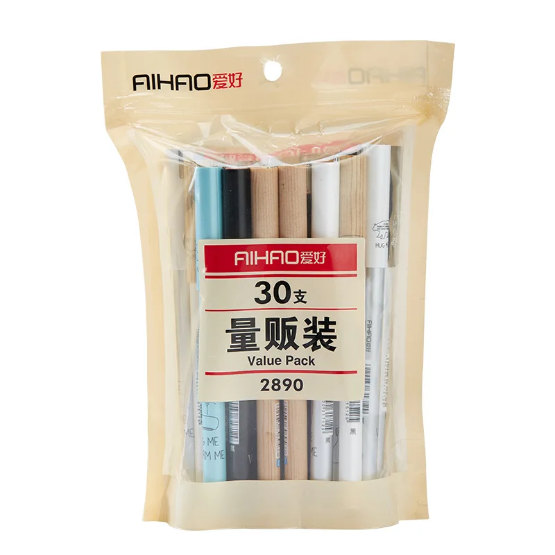 

30pcs/set Value Pack Gel Pen Set , Business and Simple Style Gel Pen Set , Black & Blue Ink Refill Set