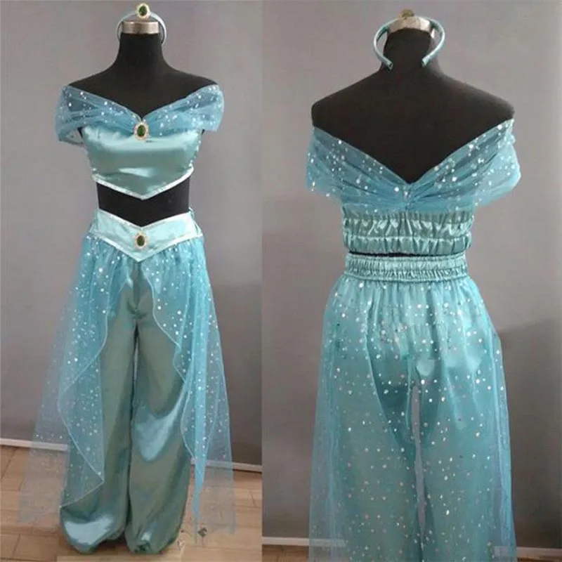 Aladdin Lamp Princess Jasmine Costumes Cosplay For Children Halloween Party Belly Dance Dress Girls Indian Princess Costume