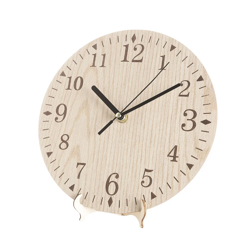 

23CM Vintage Wooden Wall Clock Chic Round Home Kitchen Office Living Room Decor TB Sale