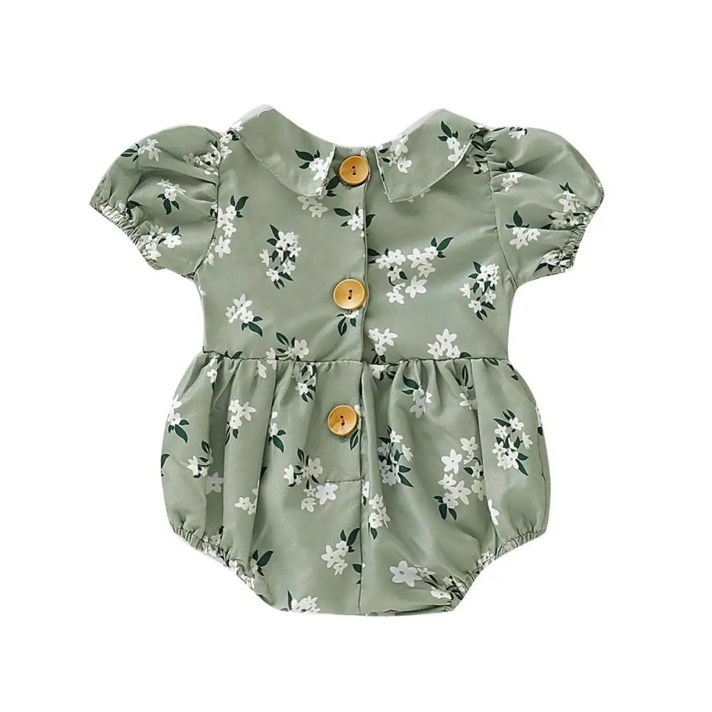 

0-3T Baby Newborn Girls Floral Pattern Jumpsuit Short Sleeve Infant Casual Bodysuit Outfits