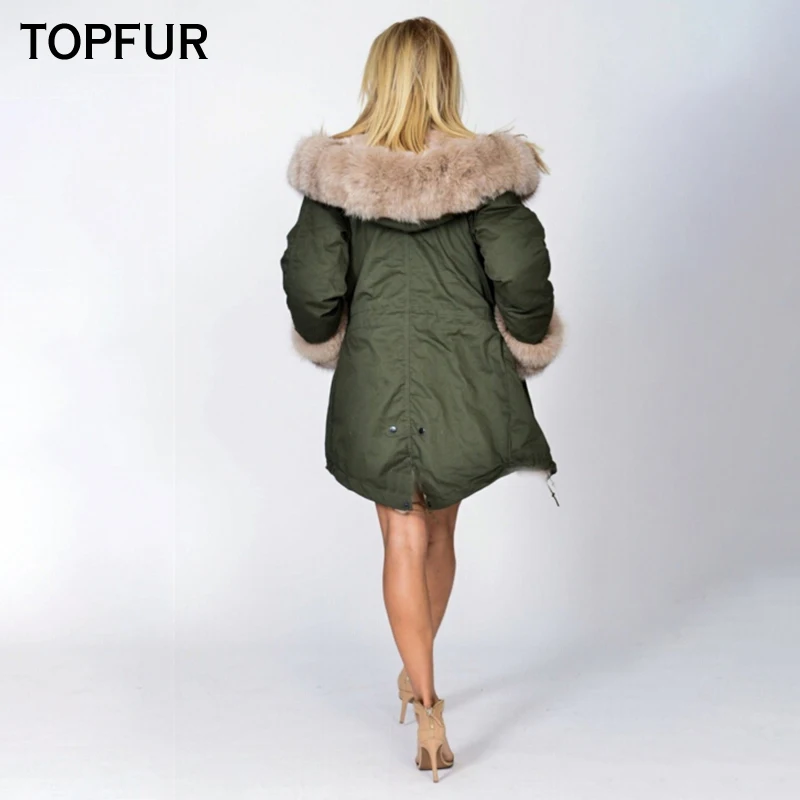 TOPFUR Winter Women Real Fur Parka Fashion Natural Fox Fur Collar And Cuff Long Thick Real Fur Parka Luxurious Plus Size TOPFUR Winter Women Real Fur Parka Fashion Natural Fox Fur Collar And Cuff Long Thick Real Fur Parka Luxurious Plus Size