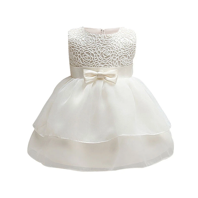 Белое Бальное платье для маленьких девочек на первый день рождения Одежда для крещения для маленьких девочек праздничные Детские платья принцессы для девочек