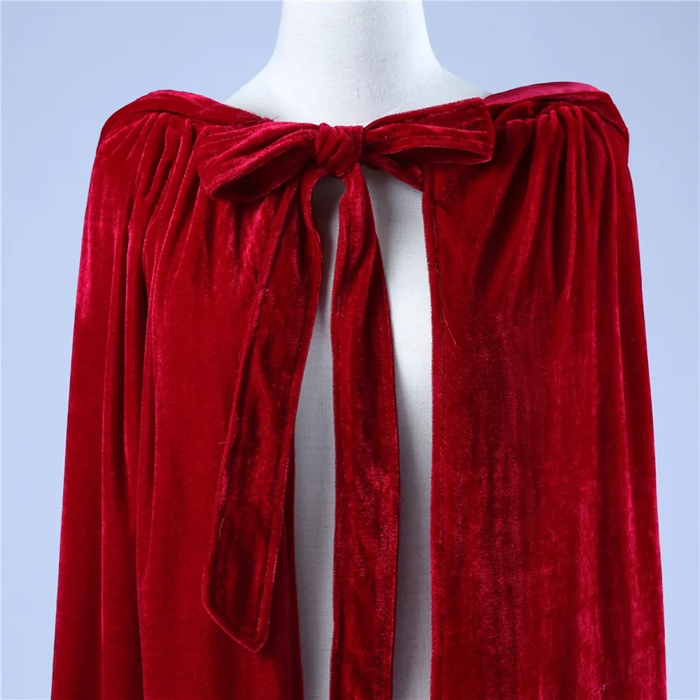 Tanie Ruthshen welur Bridal Cape Burgundy Halloween Cloaks bluza z kapturem do kostek czerwony czarny Ivory długie szale do opatulania się tanie prawdziwe zdjęcie w magazynie